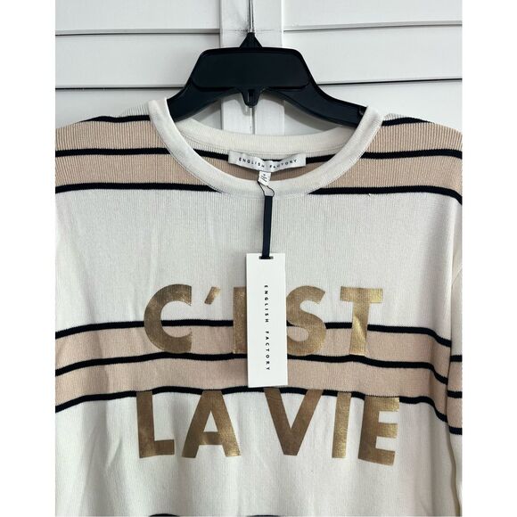 NWT English Factory C’est La Vie Midi Knit Dress Size Medium - Picture 2 of 5